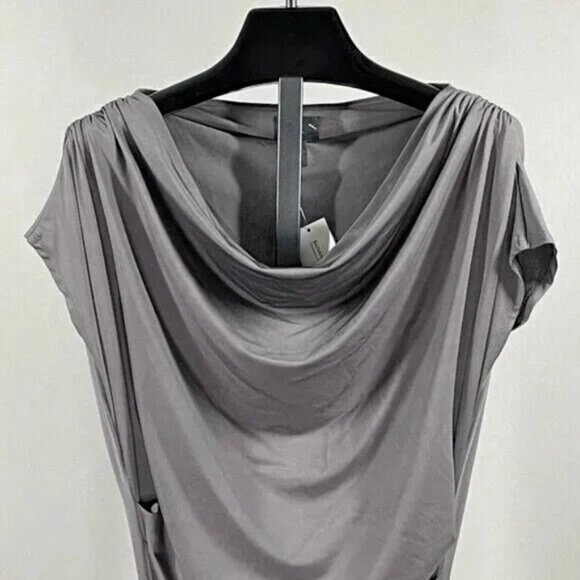 NEW Banana Republic Dress Womens XS gray pencil sheath ruched classic preppy - Picture 2 of 10